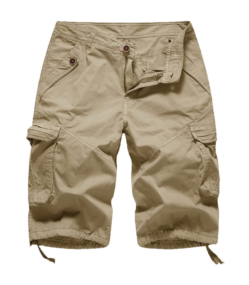 FOURSTEEDS Women's Casual Twill Cotton Fitted Multi-Pockets Camouflage Bermuda Cargo Shorts Khaki US 14 - Image 1